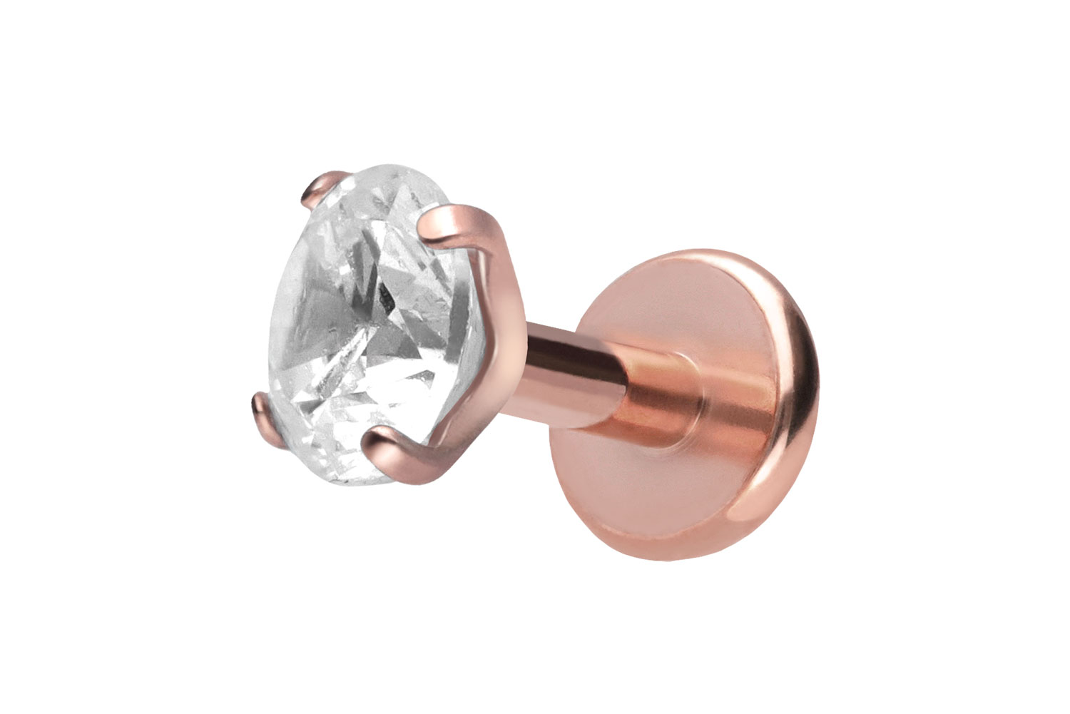 Titan Labret Piercing mit Push Fit EINGEFASSTER KRISTALL